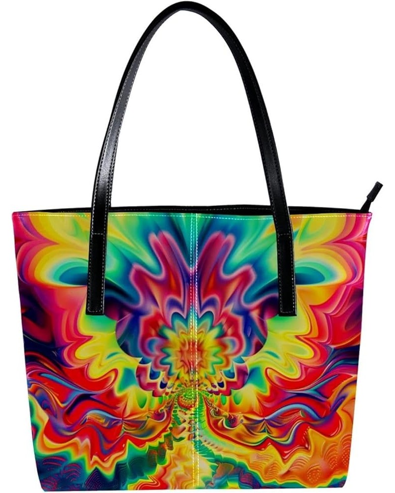 Tote Bag for Women, Large Tote Bag, Tote Bag with Zipper, Psyche Rainbow Swirl Abstract Art, Tote Bags for Women Design 1287 ...