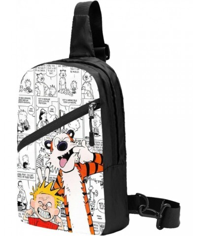 Calvin Newspaper and Comics Hobbes Crossbody Bag Handbag Chest Bag Sling Bag Adjustable Shoulder Bag Hiking Daypack Comfortab...