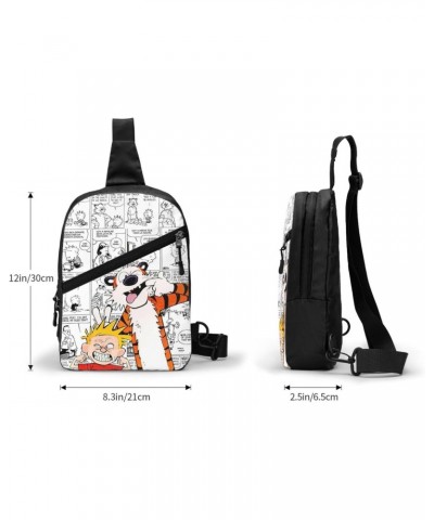 Calvin Newspaper and Comics Hobbes Crossbody Bag Handbag Chest Bag Sling Bag Adjustable Shoulder Bag Hiking Daypack Comfortab...