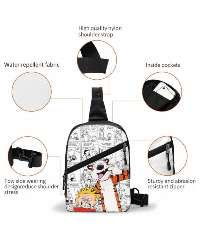 Calvin Newspaper and Comics Hobbes Crossbody Bag Handbag Chest Bag Sling Bag Adjustable Shoulder Bag Hiking Daypack Comfortab...