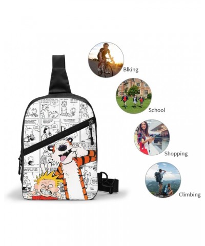 Calvin Newspaper and Comics Hobbes Crossbody Bag Handbag Chest Bag Sling Bag Adjustable Shoulder Bag Hiking Daypack Comfortab...