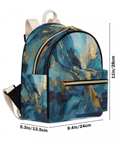 Art Marble Print Mini Backpack Purse for Women, Modern Painting Small Fashion Backpack PU Leather Casual Daypack Travel Shoul...