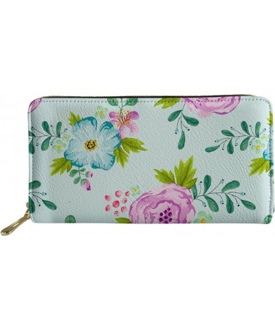 Womens Wallets Long Purse Cluth Flowers Pattern Leather Zipper Outdoor Flower-3 $11.52 Wallets