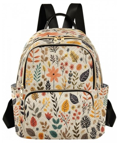 Retro Blossom Leaf Plant Women Backpack Purse Ladies Fashion Shoulder Bag Daypack Travel Bag 10L Small $20.29 Backpacks