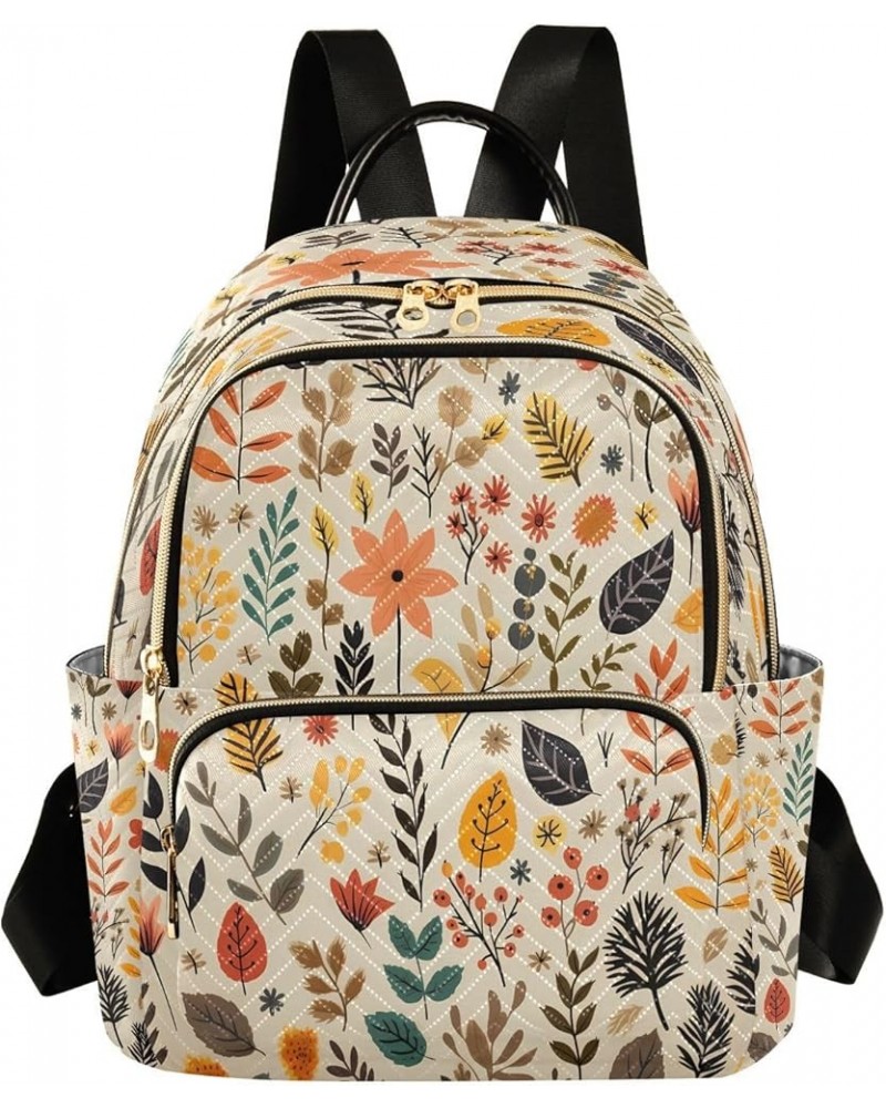 Retro Blossom Leaf Plant Women Backpack Purse Ladies Fashion Shoulder Bag Daypack Travel Bag 10L Small $20.29 Backpacks