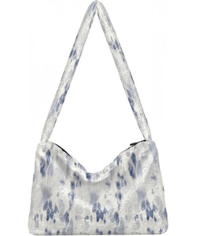 Watercolor Tie Dye Women's Hobo Bag, Fluffy Purse Girls Ladies Hobo Handbag Indigo Tie Dye Swirl Shibori Japan $9.24 Hobo Bags