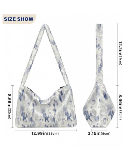 Watercolor Tie Dye Women's Hobo Bag, Fluffy Purse Girls Ladies Hobo Handbag Indigo Tie Dye Swirl Shibori Japan $9.24 Hobo Bags