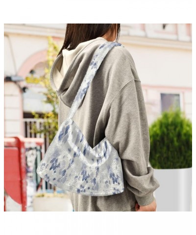 Watercolor Tie Dye Women's Hobo Bag, Fluffy Purse Girls Ladies Hobo Handbag Indigo Tie Dye Swirl Shibori Japan $9.24 Hobo Bags