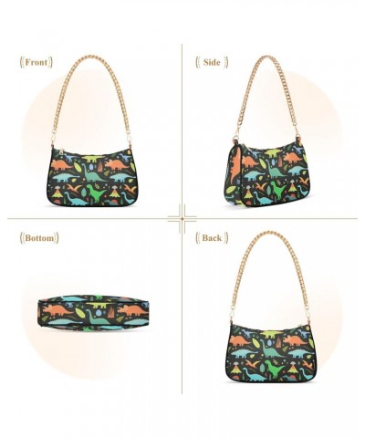 Dinosaurs Women Shoulder Bag Clutch Chain Purse Handbags with Zipper Pocket Tote Bag for Wedding Shopping $17.09 Totes