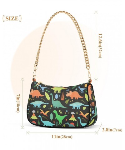 Dinosaurs Women Shoulder Bag Clutch Chain Purse Handbags with Zipper Pocket Tote Bag for Wedding Shopping $17.09 Totes