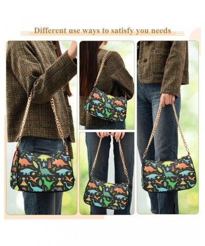 Dinosaurs Women Shoulder Bag Clutch Chain Purse Handbags with Zipper Pocket Tote Bag for Wedding Shopping $17.09 Totes