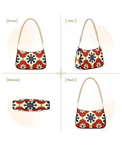 Shoulder Bags for Women, Flower Pattern Retro Print Hobo Tote Handbag, Retro Chain Bag Purse with Zipper Color02 $15.59 Shoul...