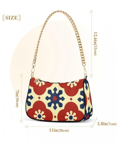 Shoulder Bags for Women, Flower Pattern Retro Print Hobo Tote Handbag, Retro Chain Bag Purse with Zipper Color02 $15.59 Shoul...