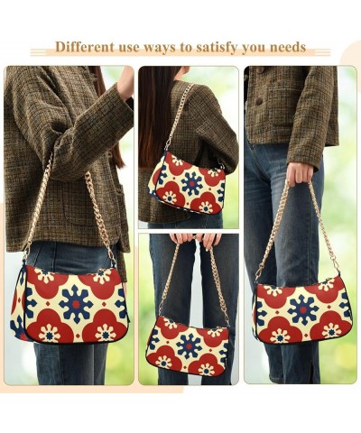 Shoulder Bags for Women, Flower Pattern Retro Print Hobo Tote Handbag, Retro Chain Bag Purse with Zipper Color02 $15.59 Shoul...