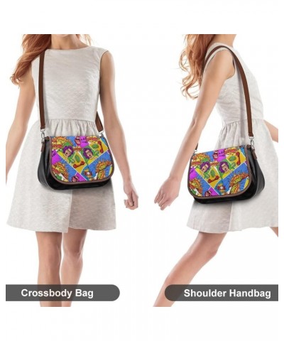 Printed Crossbody Bag Shoulder Bag PU Leather Women's Designer Satchels Two Tone Skull Newspaper Color10 $23.64 Satchels