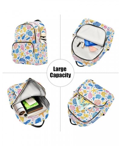 Mini Backpack Purse for Women, Kinds Of Seashells Travel Bag Casual Daypack Shoulder Bag Small $14.08 Backpacks