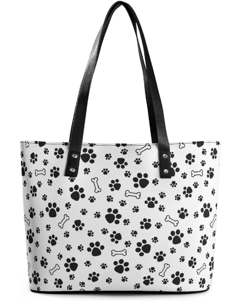 Womens Handbag Bones And Paws Leather Tote Bag Top Handle Satchel Bags For Lady $20.64 Totes