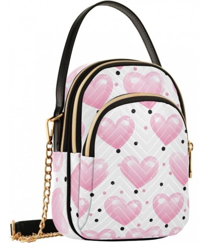 Valentine Pink Hearts Dots Small Crossbody Bags for Women Cell Phone Shoulder Purse Handbags Wallet 21217304 $15.11 Crossbody...