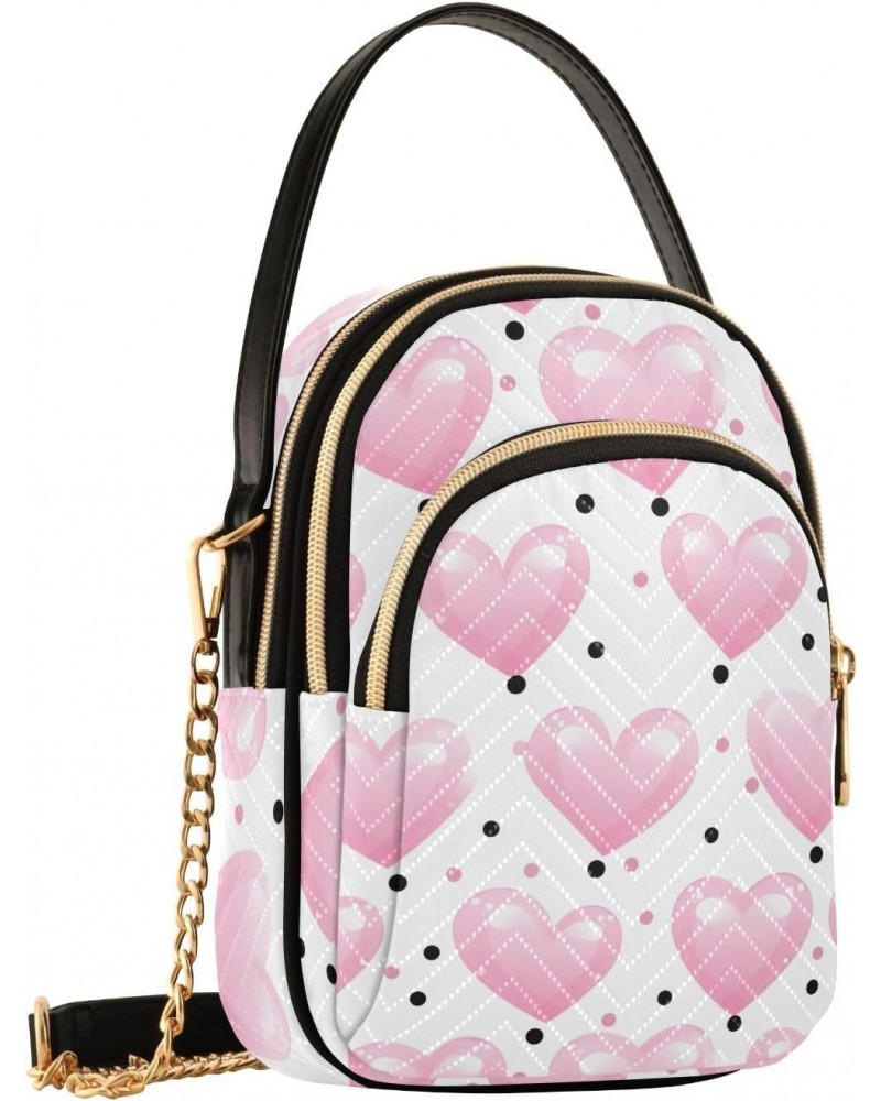 Valentine Pink Hearts Dots Small Crossbody Bags for Women Cell Phone Shoulder Purse Handbags Wallet 21217304 $15.11 Crossbody...