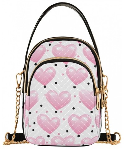 Valentine Pink Hearts Dots Small Crossbody Bags for Women Cell Phone Shoulder Purse Handbags Wallet 21217304 $15.11 Crossbody...