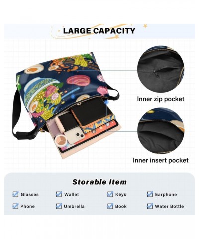 Japanese Yummy Ramen Eggs Hobo Crossbody Bags for Women Leather Large Shoulder Bag Cross Body Trendy Womens Tote Bags Handbag...