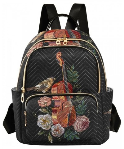 Small Backpack for Women Travel Bag Musical Violin Bird Rose Daypack Purse Fashion Shoulder Bag Rucksack Small B1010 $10.40 B...