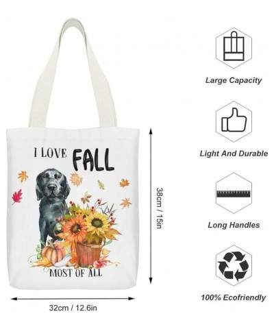 Canvas Tote Bag With Zipper 13x15 In I Love Fall Dog for School Gym Shopping Beach Groceries Gifts Style-14 $11.99 Totes