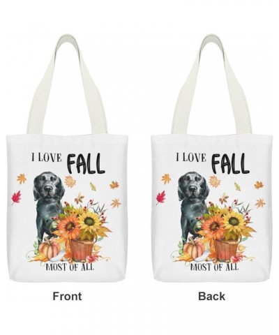 Canvas Tote Bag With Zipper 13x15 In I Love Fall Dog for School Gym Shopping Beach Groceries Gifts Style-14 $11.99 Totes