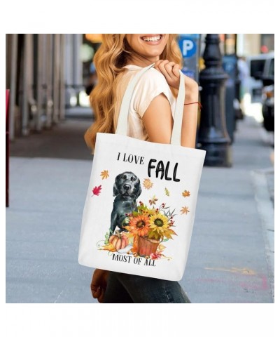 Canvas Tote Bag With Zipper 13x15 In I Love Fall Dog for School Gym Shopping Beach Groceries Gifts Style-14 $11.99 Totes