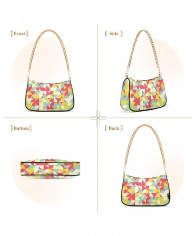 Women's Chain Straps Shoulder Bag-Rainbow Colorful Pattern，Small Handbag Purse,Gold Chain Clutch $18.00 Shoulder Bags