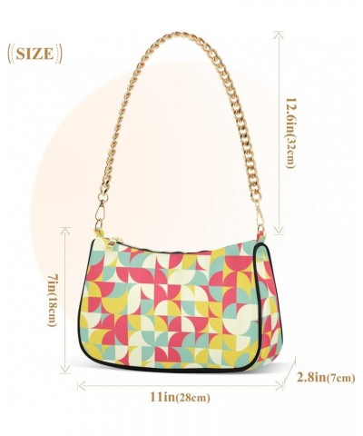 Women's Chain Straps Shoulder Bag-Rainbow Colorful Pattern，Small Handbag Purse,Gold Chain Clutch $18.00 Shoulder Bags