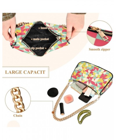 Women's Chain Straps Shoulder Bag-Rainbow Colorful Pattern，Small Handbag Purse,Gold Chain Clutch $18.00 Shoulder Bags