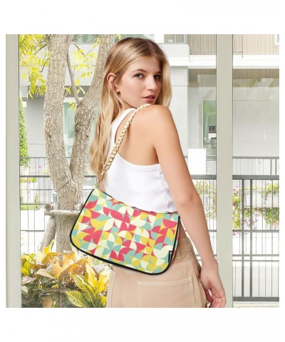 Women's Chain Straps Shoulder Bag-Rainbow Colorful Pattern，Small Handbag Purse,Gold Chain Clutch $18.00 Shoulder Bags