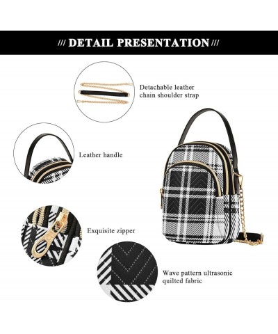 Tartan Plaid Diagonal Green Wallet Phone Bag Small PU Leather Womens Shoulder Handbag Quilted Designers Wallet Bags Black and...