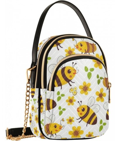 Crossbody Bag for Women, Cute Bees Flowers Phone Purse Detachable Chain Bag Shoulder Handbag Wallet $11.28 Crossbody Bags