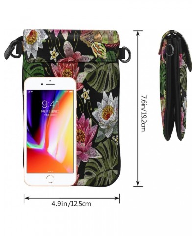 Chameleon Water Lilies Tropical Cell Phone Purse Leather Shoulder Bag Mini Phone Pouch Crossbody Bag For Women $17.86 Crossbo...