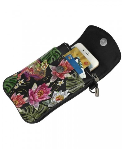 Chameleon Water Lilies Tropical Cell Phone Purse Leather Shoulder Bag Mini Phone Pouch Crossbody Bag For Women $17.86 Crossbo...