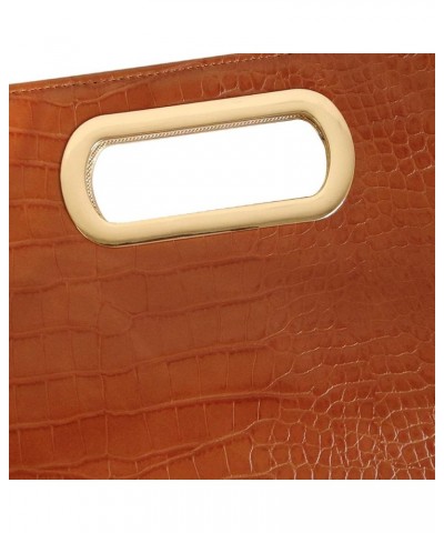 Crocodile Synthetic Leather Top Handle Clutch Tan $27.00 Clutches