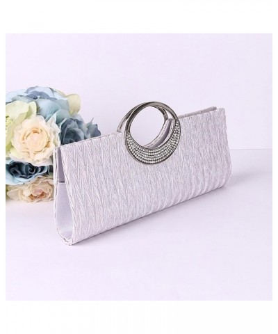 Satin Women Luxury Rhinestone Satin Pleated Evening Bag Party Clutch Purse Handbag Pink $8.81 Evening Bags