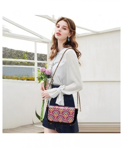 Mandalas India Flower Crossbody Bags for Women, Trendy Small Shoulder Bag, PU Leather Clutch Purse Underarm Handbag Satchel H...