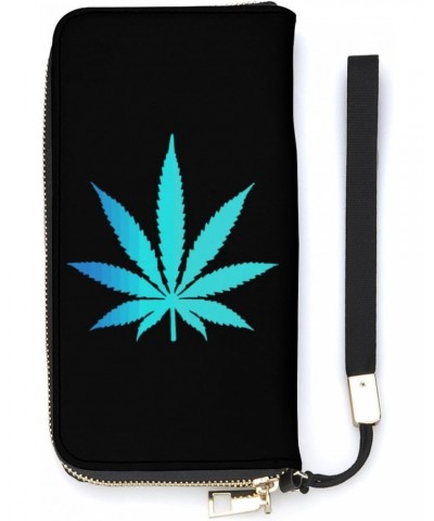 Weed Leaf Wristlet Wallet Leather Long Card Holder Purse Slim Clutch Handbag for Women $24.24 Wristlets