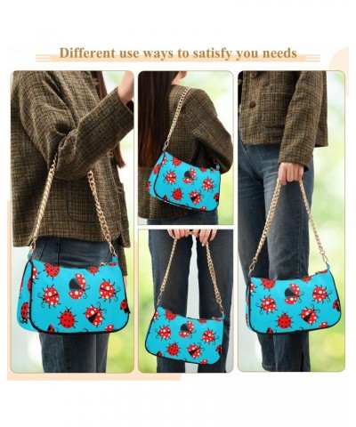 Ladybugs Shoulder Bag for Women Fabric Crescent Handbag with Zipper Chain Clutch Purses for Party Girls Travel Concert Teen $...