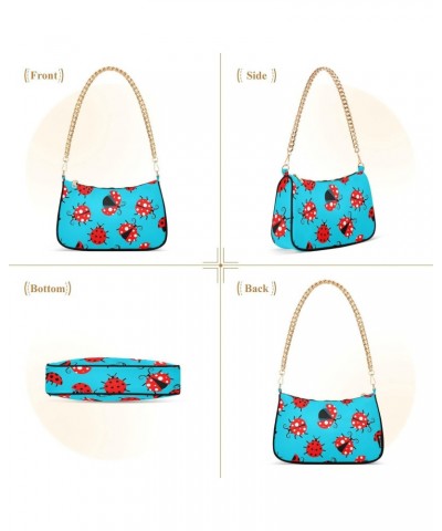 Ladybugs Shoulder Bag for Women Fabric Crescent Handbag with Zipper Chain Clutch Purses for Party Girls Travel Concert Teen $...