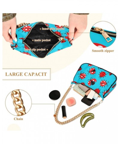 Ladybugs Shoulder Bag for Women Fabric Crescent Handbag with Zipper Chain Clutch Purses for Party Girls Travel Concert Teen $...