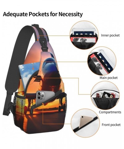 Airplane in The Evening Light Backpack, Sling Bag,Travel Hiking Chest Bag Daypack,for Travel Sports Running Hiking Airplane S...