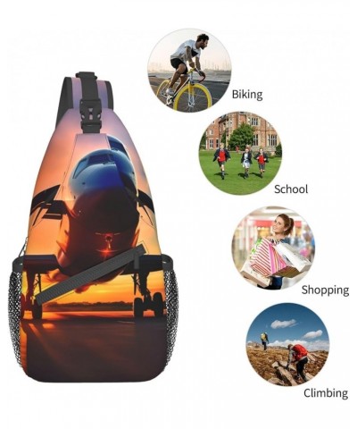 Airplane in The Evening Light Backpack, Sling Bag,Travel Hiking Chest Bag Daypack,for Travel Sports Running Hiking Airplane S...