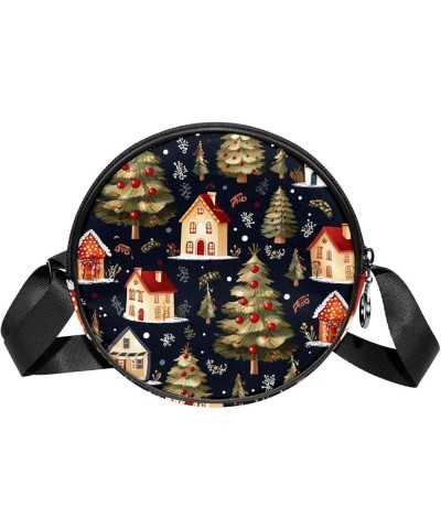 Women Fashionable Crossbody Bag – Versatile Round Bag for Every Occasion, Christmas Tree Print Color3 $12.59 Crossbody Bags