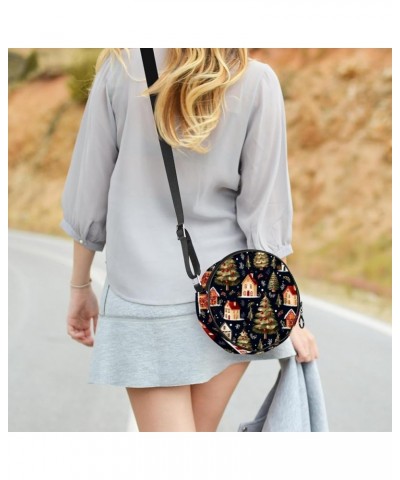 Women Fashionable Crossbody Bag – Versatile Round Bag for Every Occasion, Christmas Tree Print Color3 $12.59 Crossbody Bags