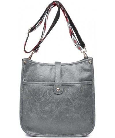 Women Crossbody Bags Wide Shoulder Strap Exquisite Handbag Shoulder Bags Purse Gray $23.54 Totes