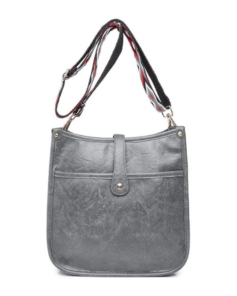 Women Crossbody Bags Wide Shoulder Strap Exquisite Handbag Shoulder Bags Purse Gray $23.54 Totes